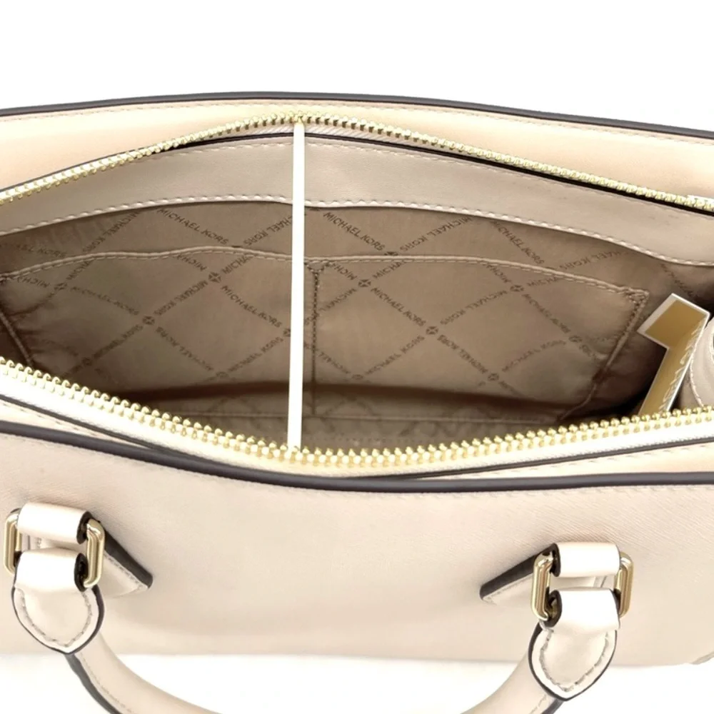 Michael Kors Sheila Medium Satchel Crossbody Bag Light Cream